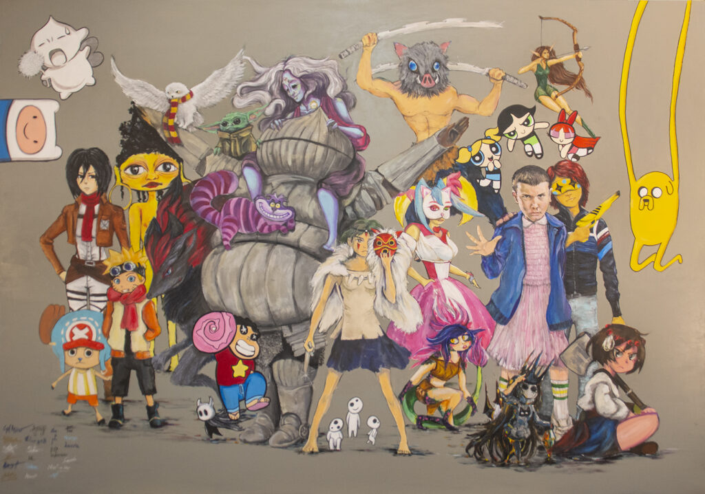 Mural solidario creado por los alumnos de la Academia de Bellas Artes Renacimiento